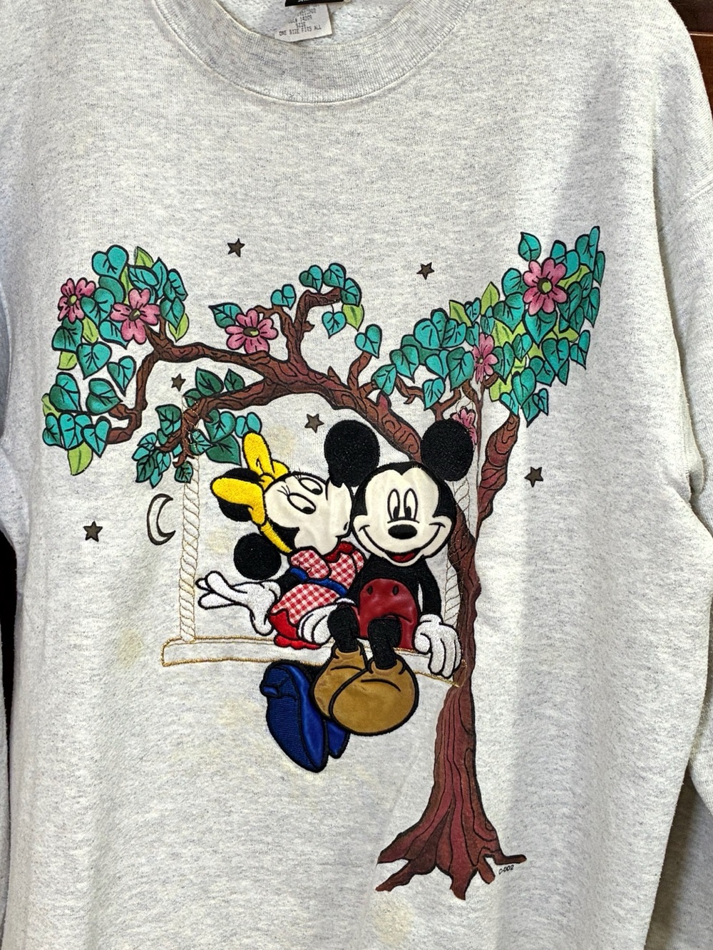 Vintage Disney Mickey & Minnie Tree Swing Sweatshirt - OSFA